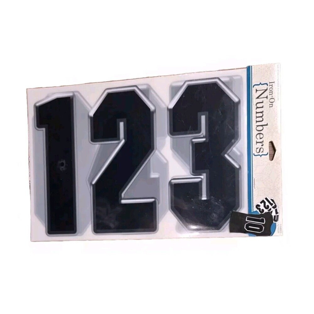 Iron On NUMBERS Horizons Group USA 8" Black 4 Sheets 12 Pieces 1 Pack Outlined